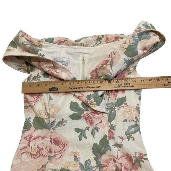 VTG 80s Jessica McClintock Bridal Dress 7/8 Off the Shoulder Floral Cottage - Picture 11 of 11